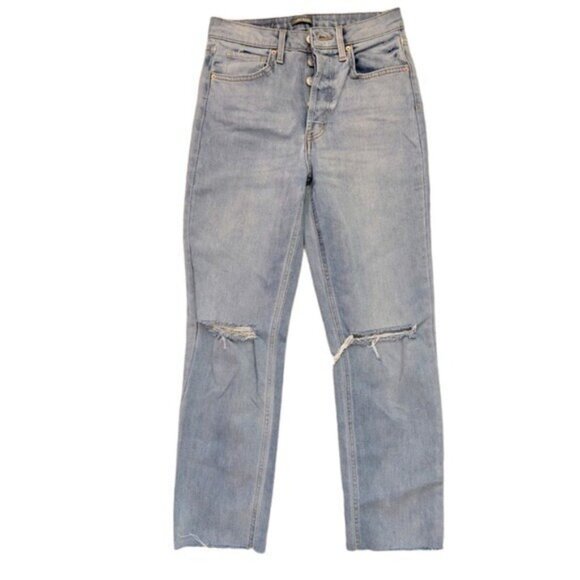 Wild Fable Button Fly Jeans Distressed Women Size 4 Ripped High Rise Blue - Picture 10 of 11